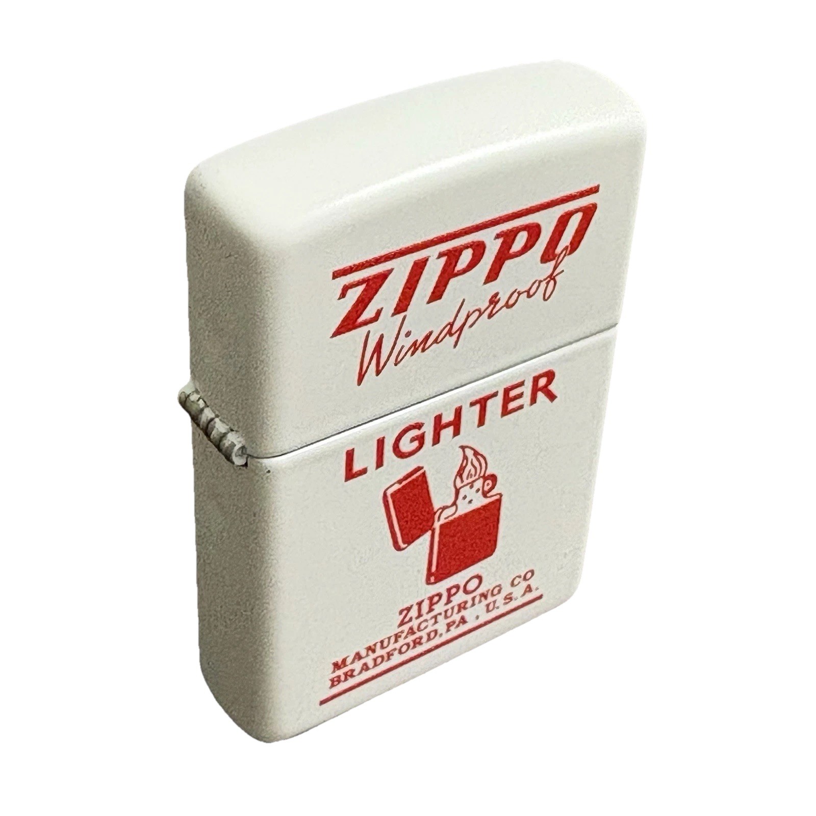 Zippo Vintage Ad Lighter White Matte Windproof 80466 Rare Retro Logo New In Box