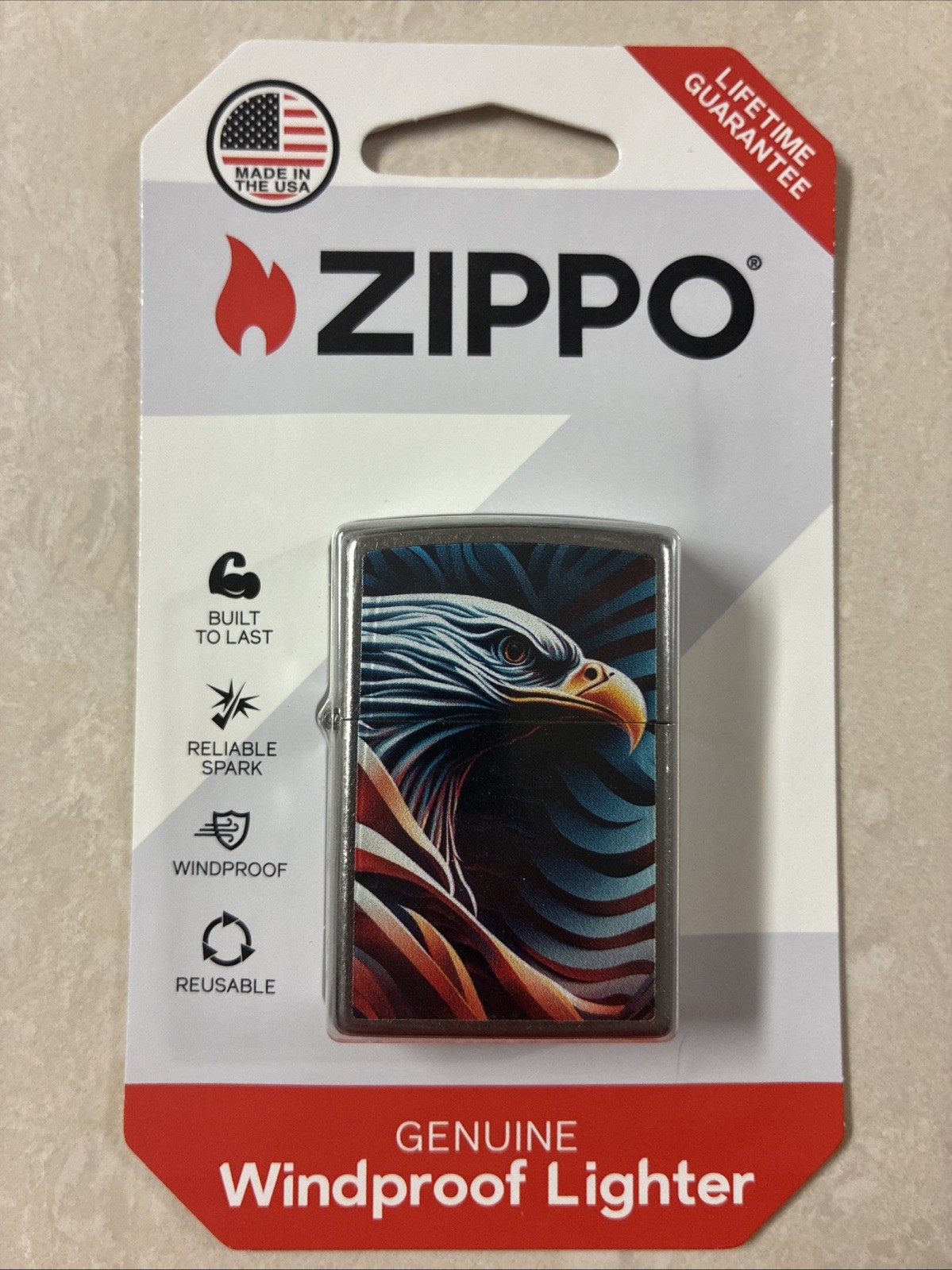 ZIPPO 207 Eagle Stripes Patriotic Genuine Wind Proof Lighter USA New! Free Ship!