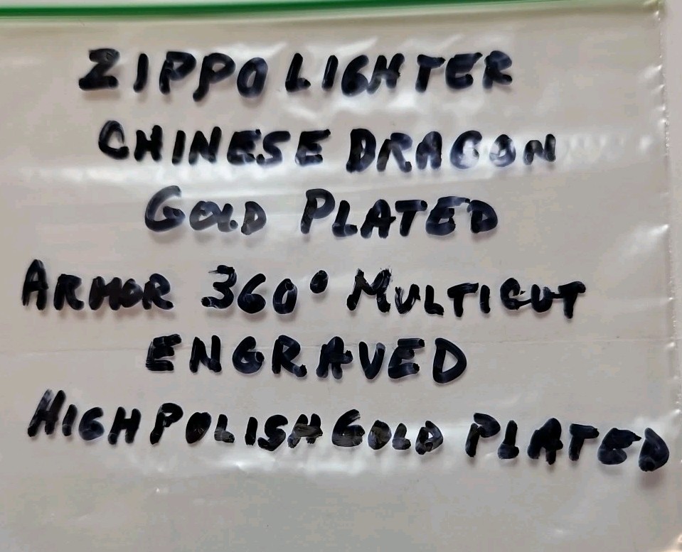ZIPPO LIGHTER CHINESE DRAGON GOLD PLATED ARMOR 360° MULTICUT ENGRAVING NEW