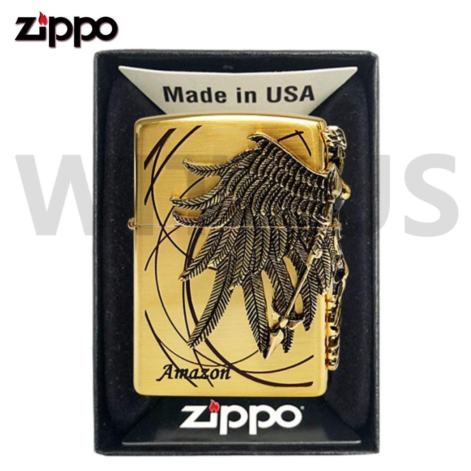 Zippo Amazon 1 GD Lighter Gold EMB Lighter New In Box – Trakcing