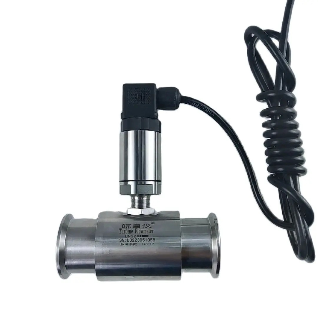 High Quality 4-20mA RS485 Sanitary Liquid Water Gas Tri Clamp Turbine Flowmeter