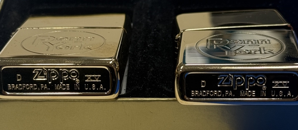 ZIPPO 1999 PENN YORK BRASS ZIPLIGHT & LIGHTER SET UNFIRED IN BOX #48