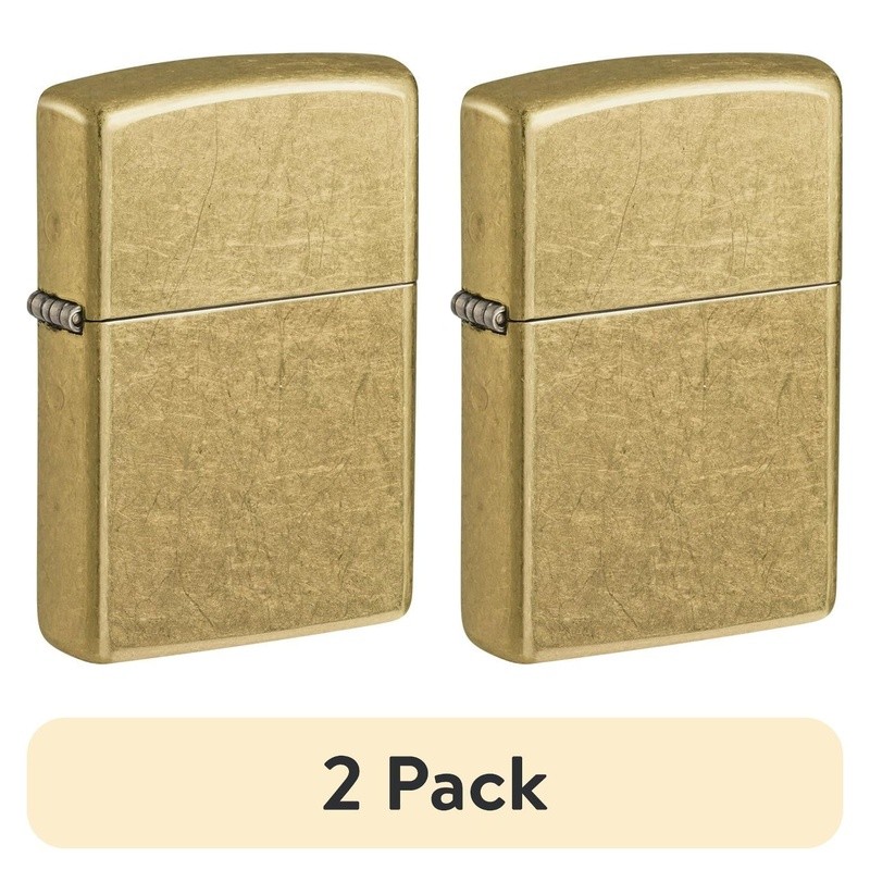 2 Pack Classic Windproof Brass Pocket Lighter Gift Box Refillable Fuel Optional