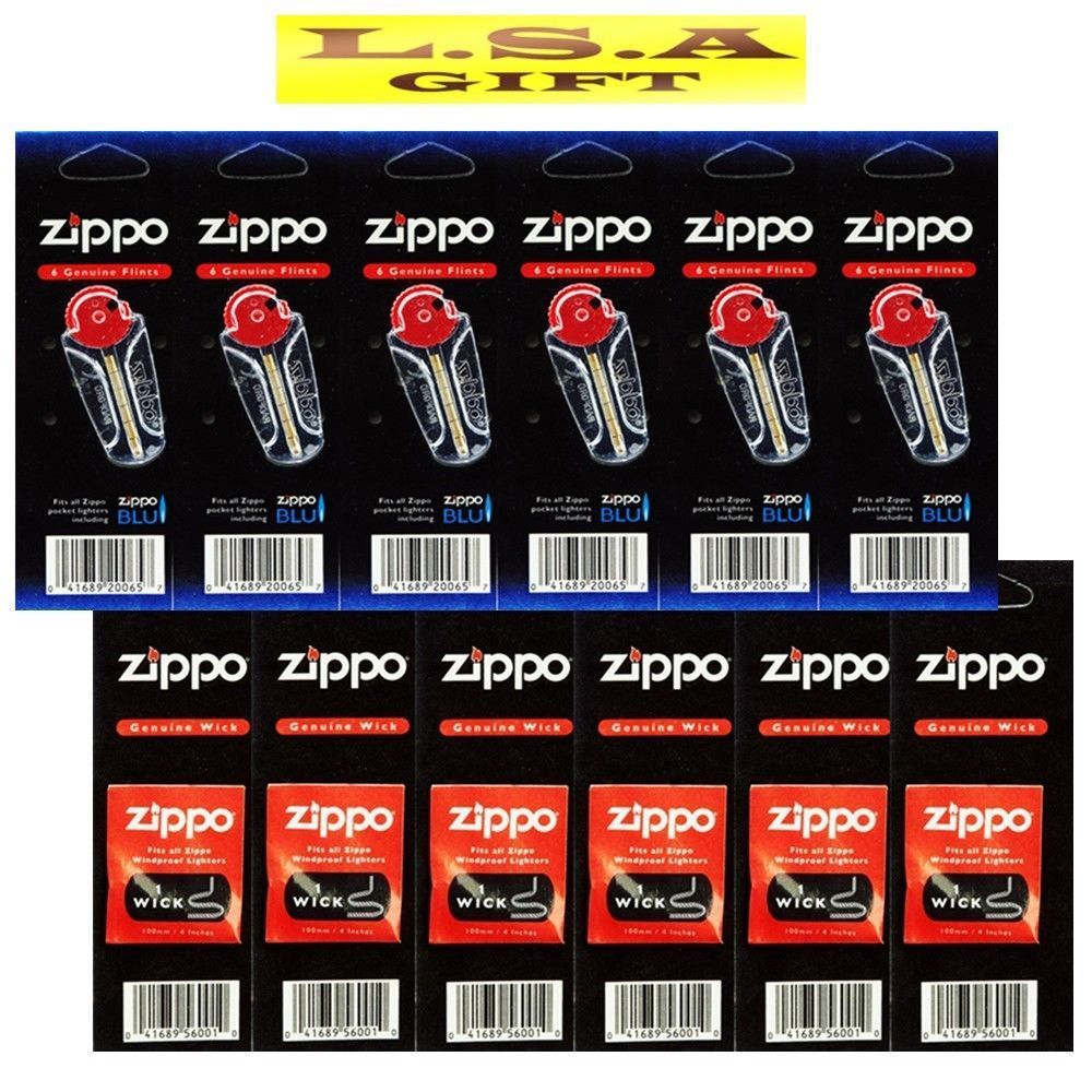 Zippo Genuine Flint+Wick Pack of 12 Value Packs (36x Flints and 6x Wicks)