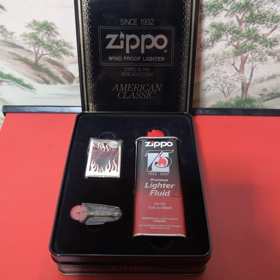 Zippo 75th Anniversary Lighter Set Fuel 4.5oz 133ml American Classic Unused F/S