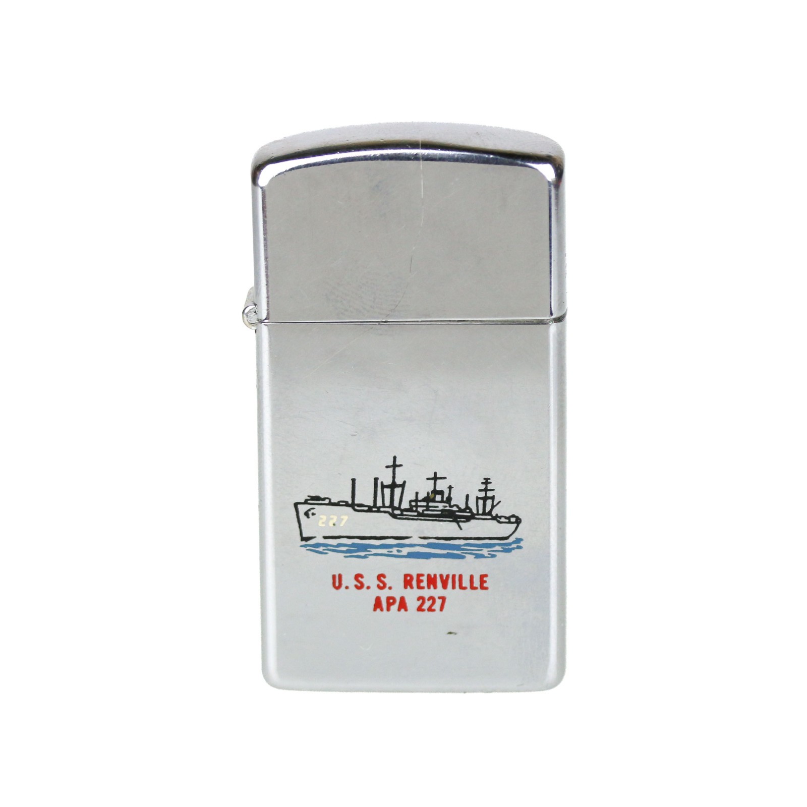 Vintage 1960’s Vietnam US Navy USS Renville APA 227 Zippo Slim Lighter