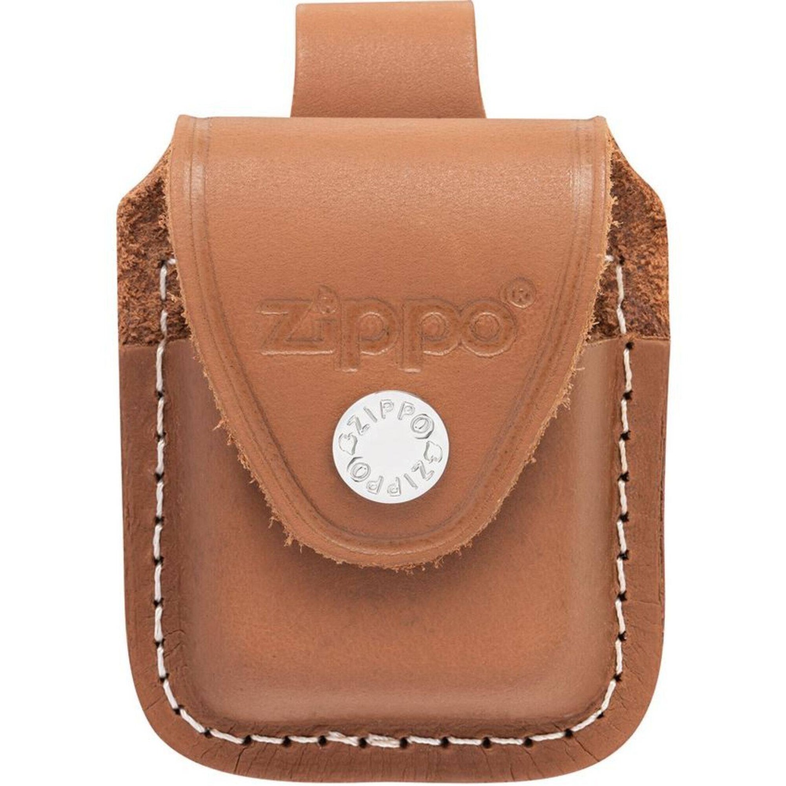 Zippo Lighter Pouch Stylish Design Genuine Leather with Wide Loop Camel 47003