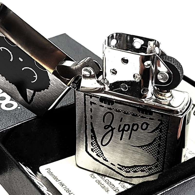 ZIPPO Lighter Poke Nyanko Cat Zippo Cute Silver Satin Stylish Black Cat Gift Wom