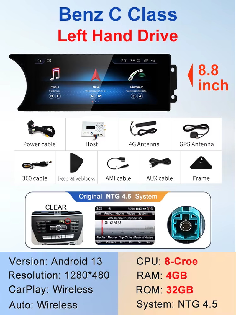 Factory Price 8.8inch Android AUTO Car Multimedia Player For Mercedes Benz C Cla