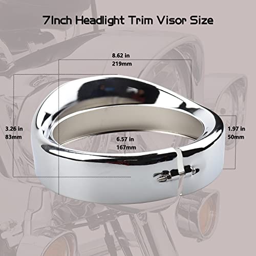7 Inch Harley Chrome Visor Style Headlamp Trim Rings, 4.5 Inch 7inch+4.5inch