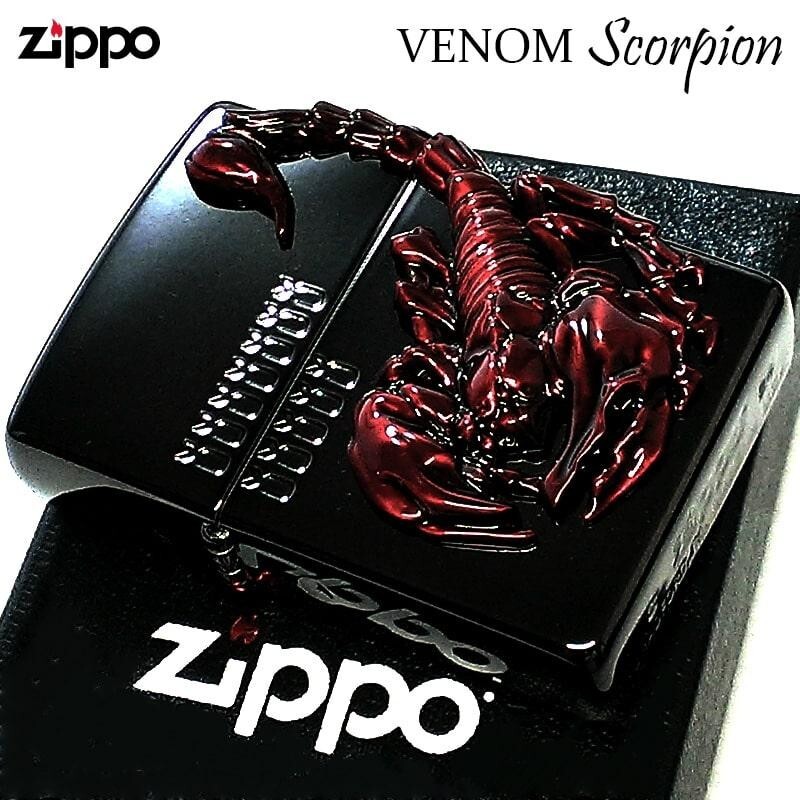 Zippo Venom Scorpion Big Metal Etching Brass Black Red Lighter Japan
