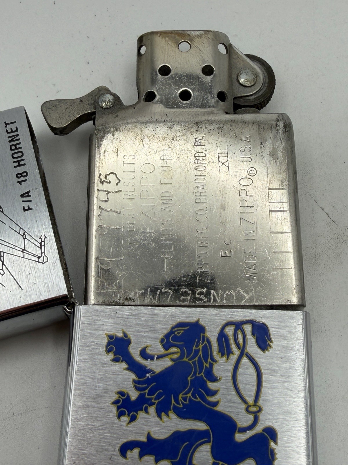Vintage 1997 USS Kennedy VFA 15 Valions Double Side Chrome Zippo Lighter