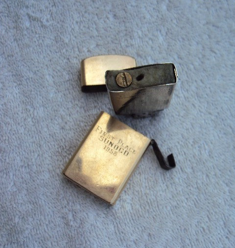 1957 10k Gold Filled Slim Zippo Lighter First Place SUNOCO 1958 Moonshiner