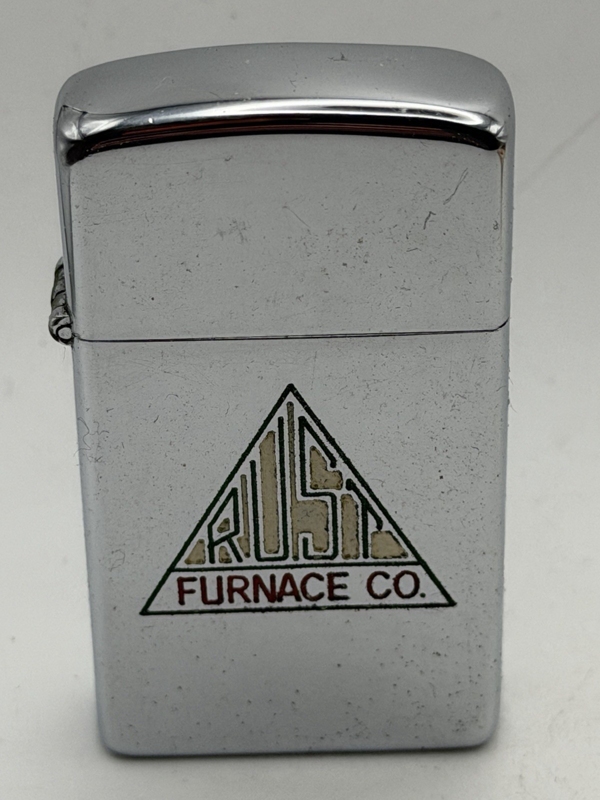 Vintage 1958 Rust Furnace Advertising HP Chrome Slim Zippo Lighter B29