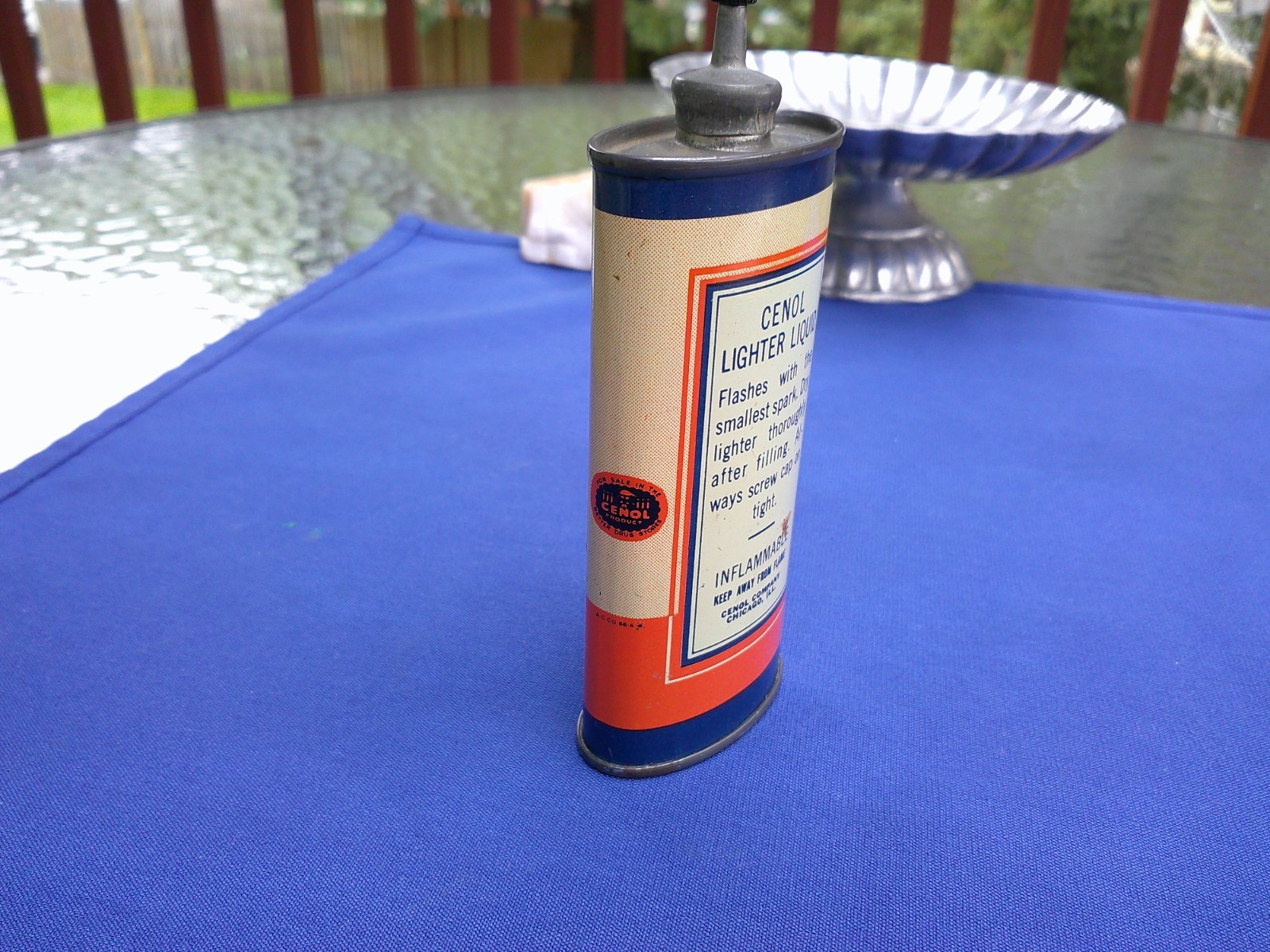 Rare 4 oz. Cenol Cigar Cigarette Lighter Liquid Fuel Oval Tin