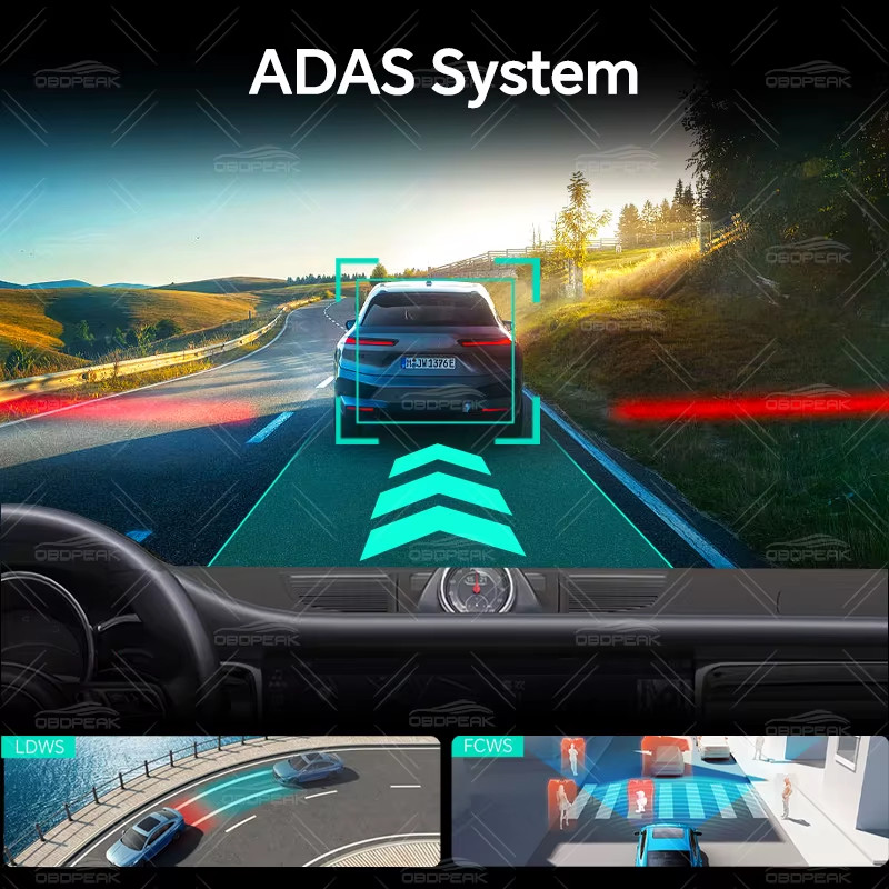 4CH 11 Inch 4K+1K+1K+1K Rearview Mirror 360° Dash Cam ADAS BSD WiFi Night Vision