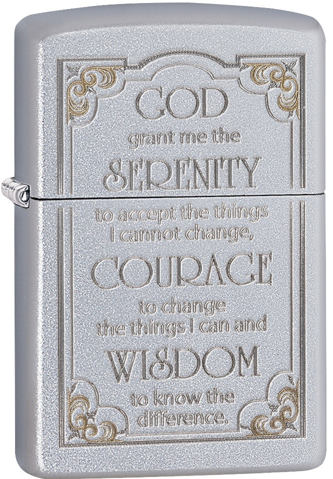 Zippo Serenity Prayer Satin Chrome Windproof Lighter 28458 New