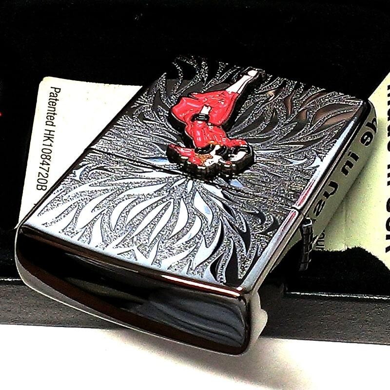 Zippo Windy Metal Girl Neo Black Red Regular Case Oil Lighter Japan