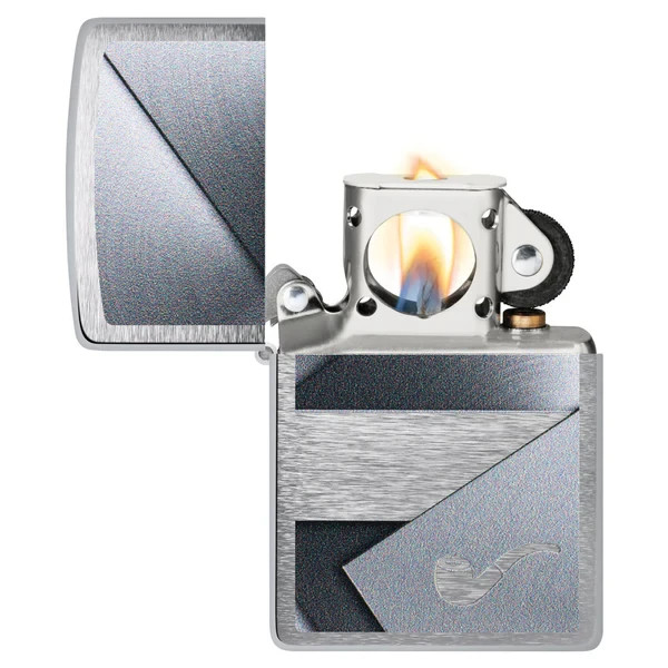 Zippo 47191, Metallic Design Pipe Lighter, Brushed Chrome Finish