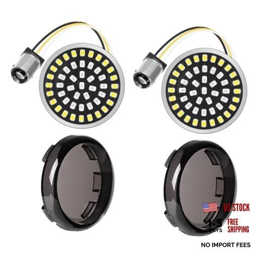 1157 LED Front Turn Signal Light 2″ Bullet Smoke Lens Cover Kit Compatible
