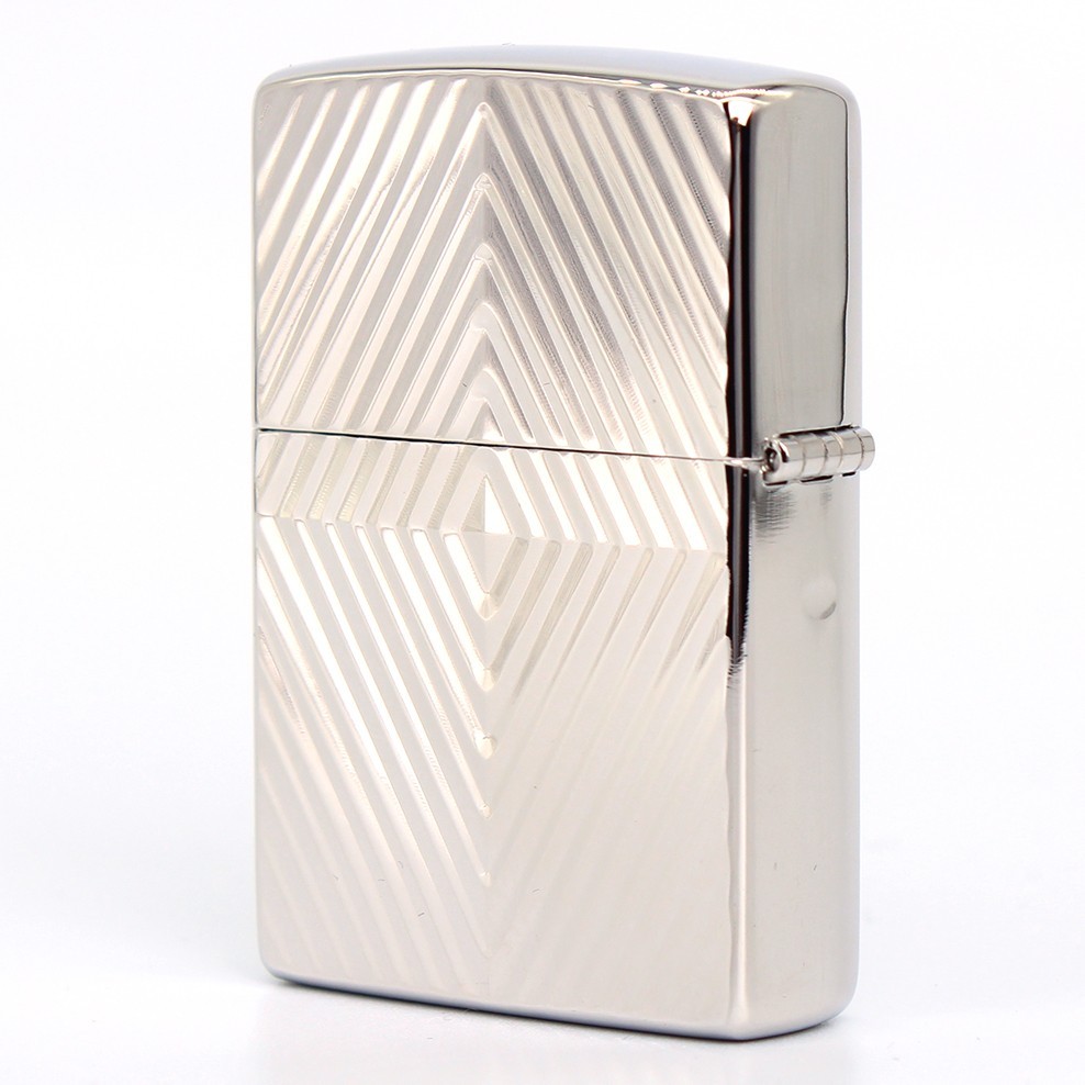 Zippo lighter Classic JP Custom Base/ Geometric Rhombus Stripe NC Cutting Silver