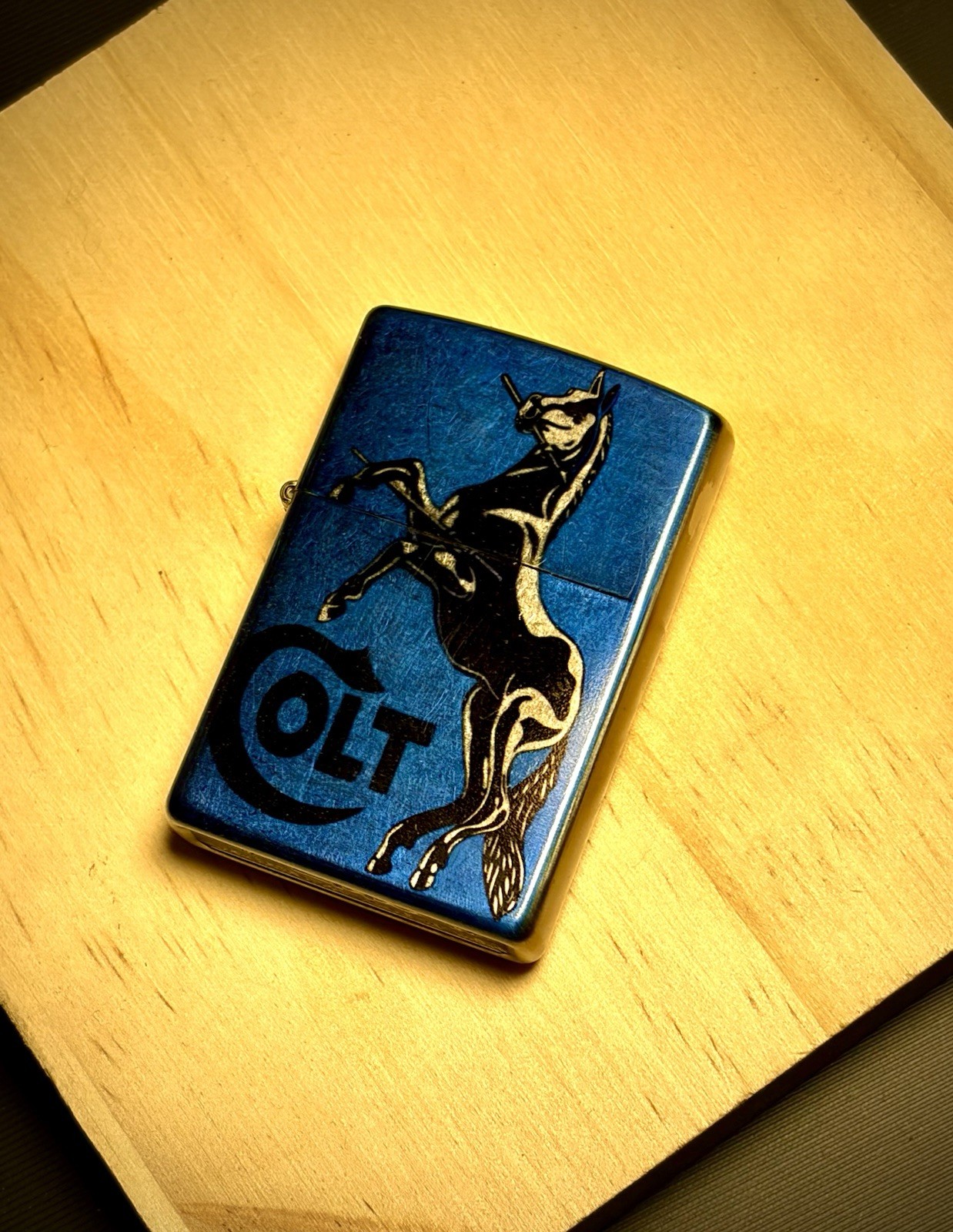 Blue & Gold Colt Zippo Lighter Collectable EDC