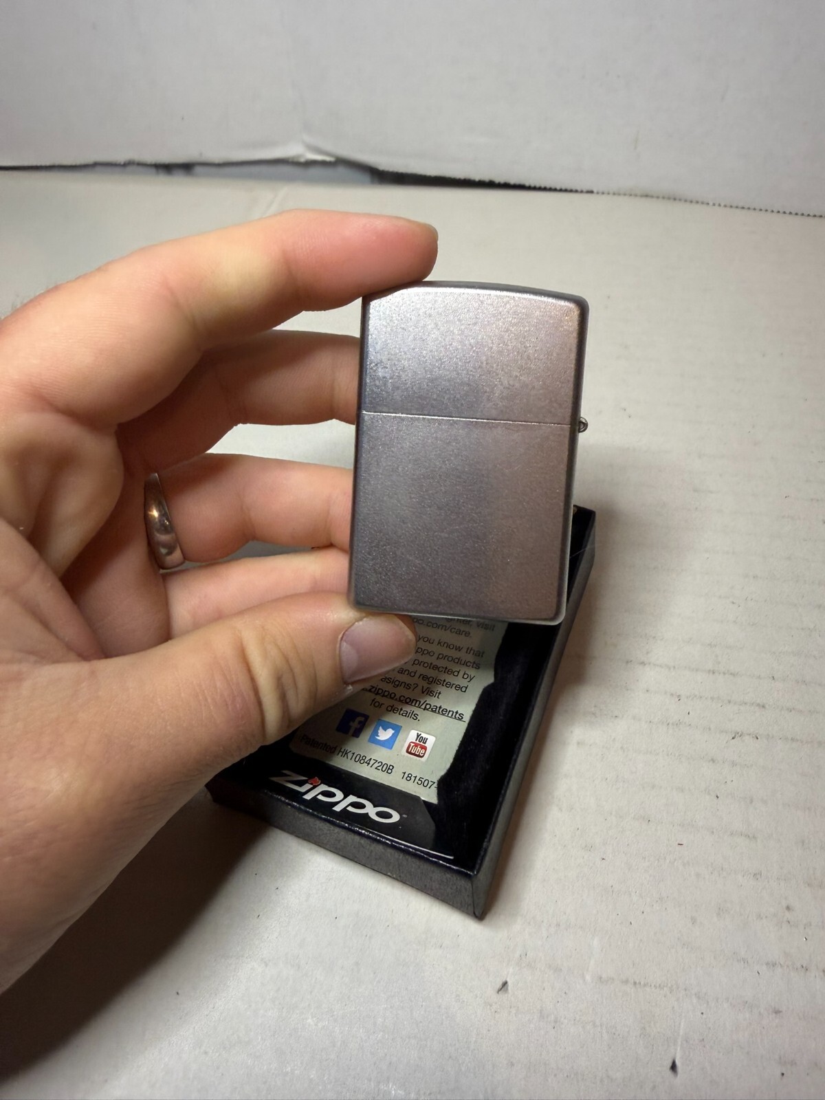 Genuine Zippo 205 REG Classic Satin Chrome Metal Windproof Refillable Lighter