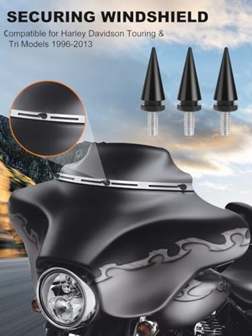 Motorcycle Windshield Bolts, Windscreen Screws, Fairing Bolts Compatible Black
