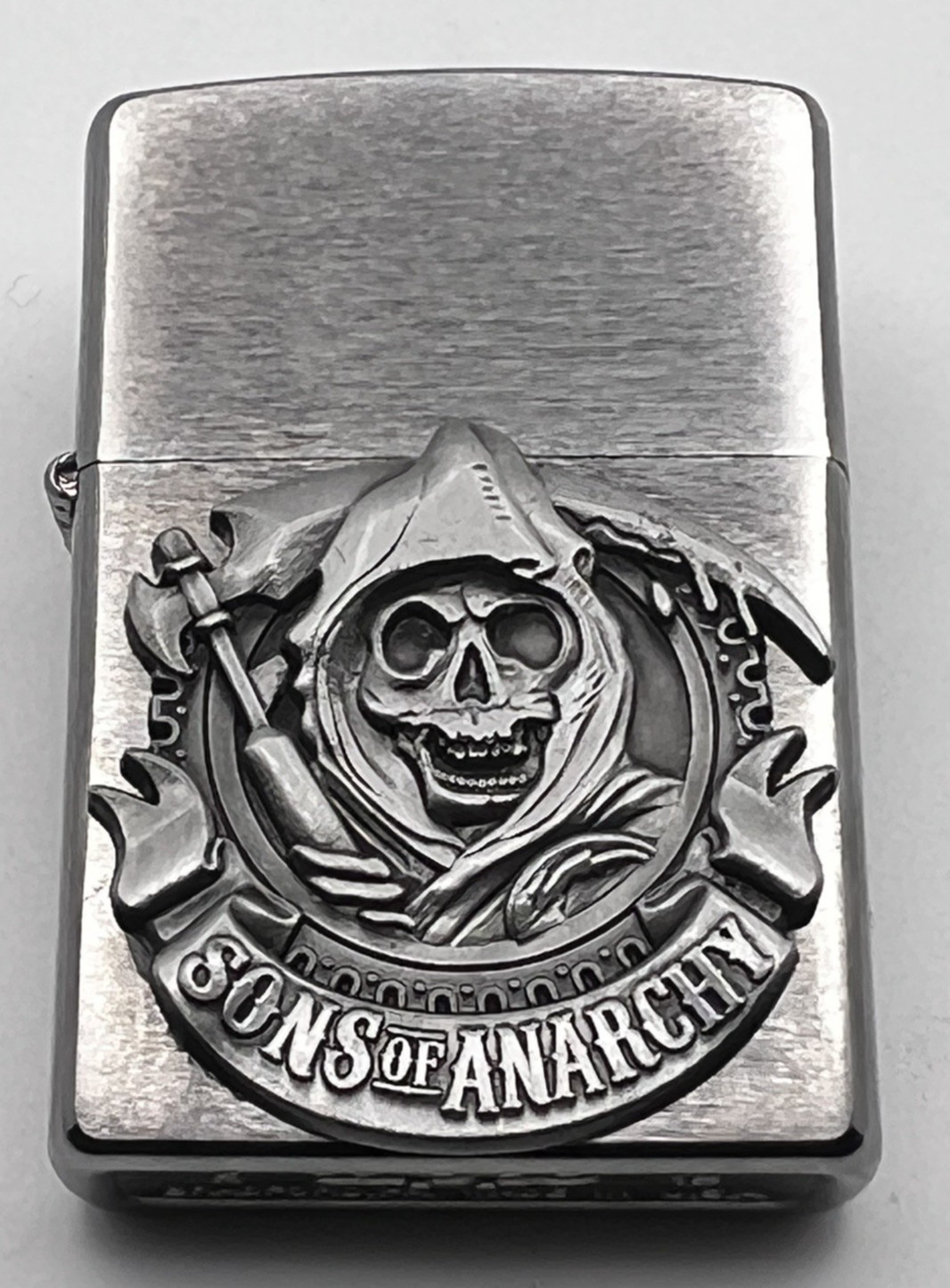 Brand New 2015 ZIPPO Lighter Awesome SONS OF ANARCHY EMBLEM Brushed Chrome Case