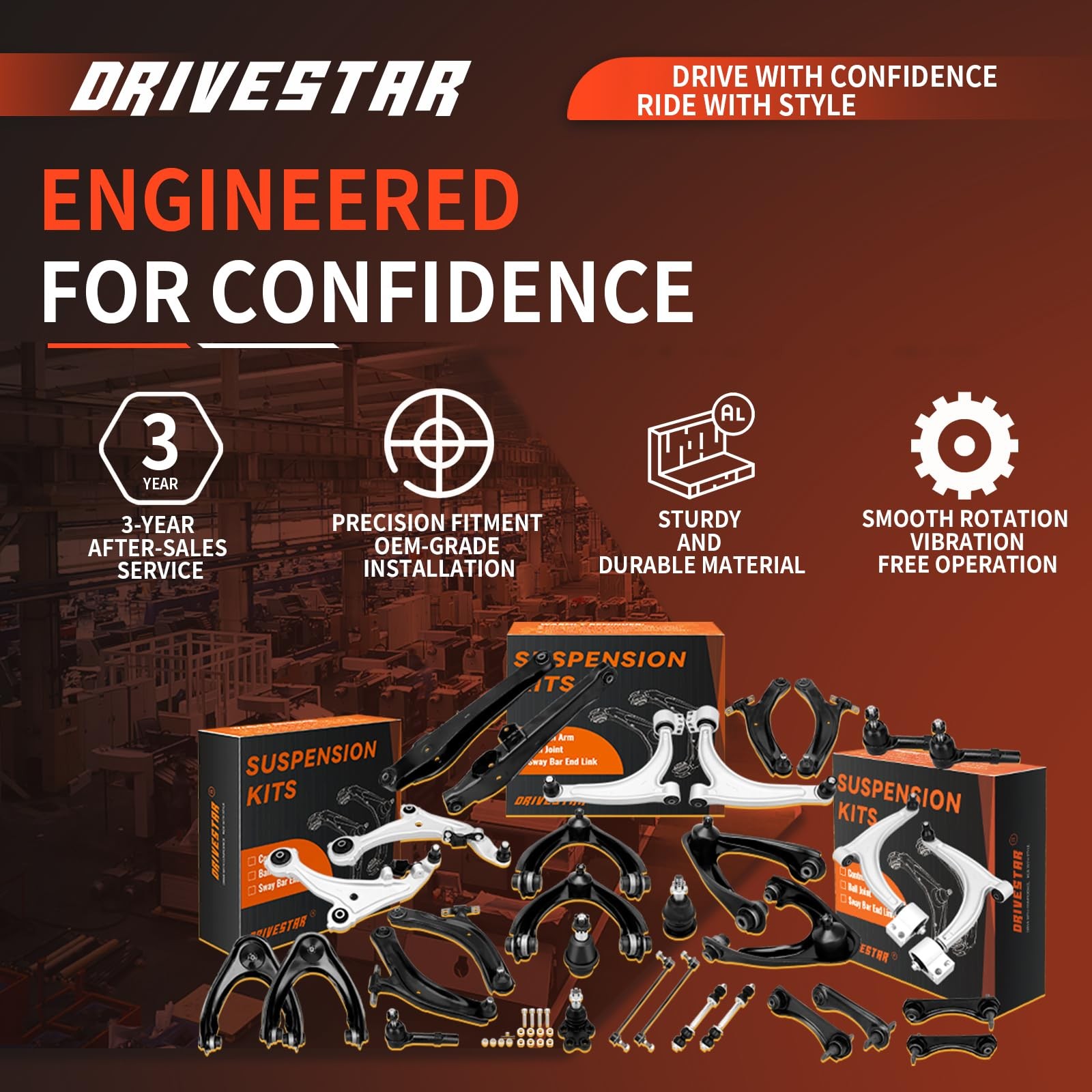 Drivestar Front Rear Suspension Kit Upper Lower Ball Joints Outer Tie Rods Sway