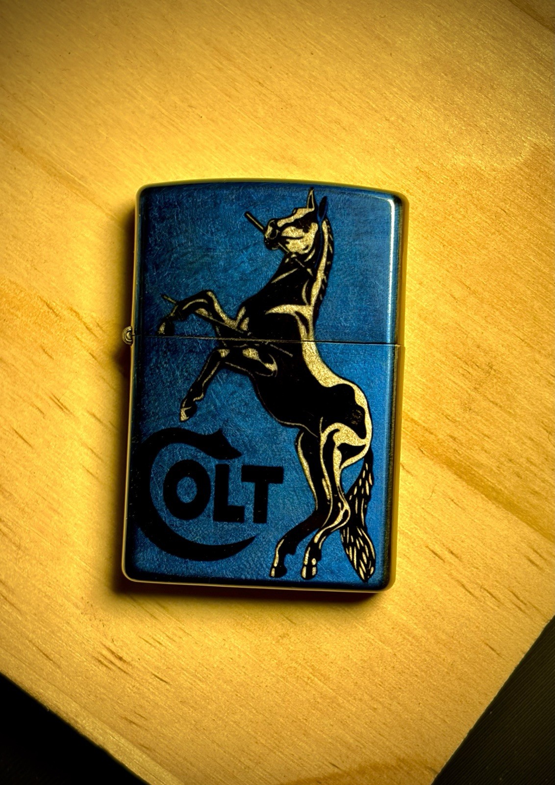 Blue & Gold Colt Zippo Lighter Collectable EDC