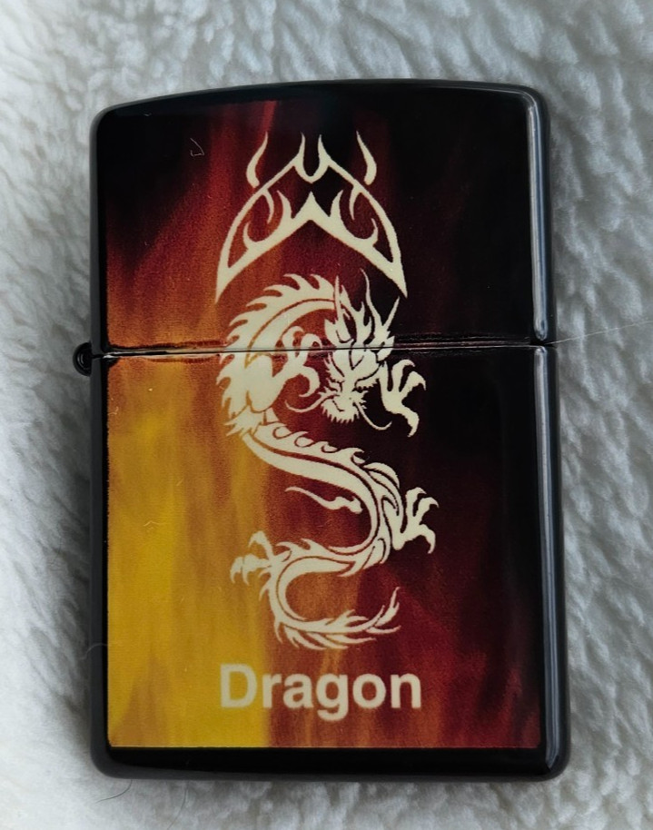 Zippo Lighter 2002 Chinese Dragon, Painted, Black Lacquer, Japanese Market