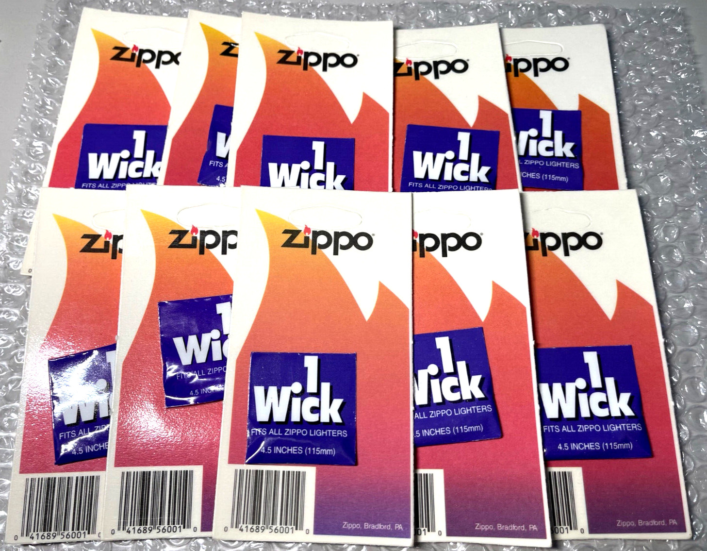 New Zippo lot of 10 Genuine NOS Wicks, each wick is 115mm, 4.5” Inches, Sealed