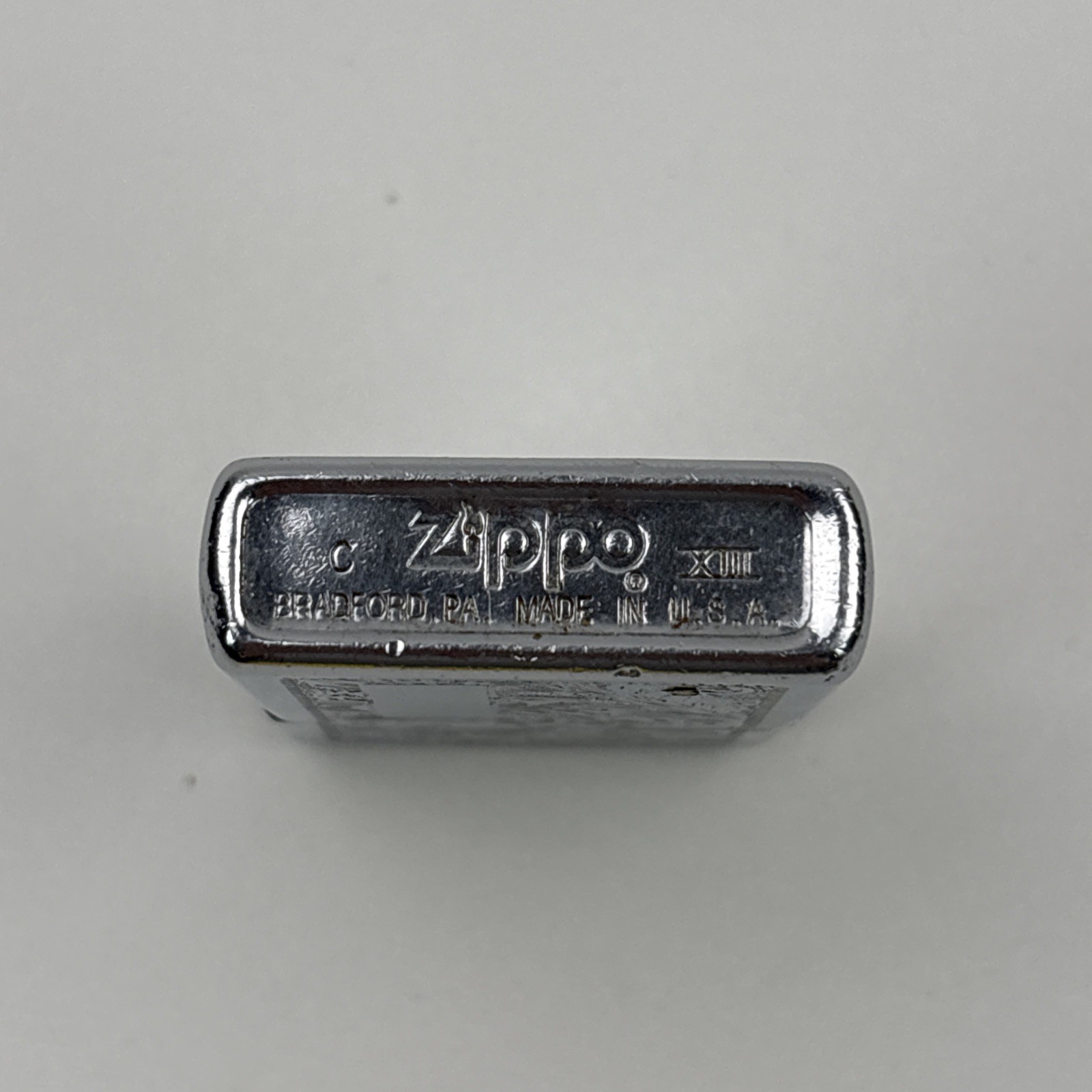 Vintage 1980’s Zippo Slim Lighter Etched Floral Scroll Filigree Silver Chrome