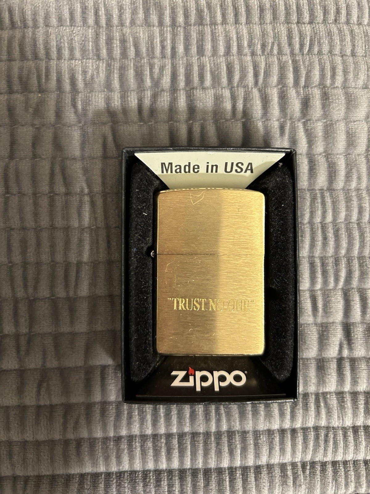 Graveyard Goods X-Files Trust No One Zippo Lighter Used Brass