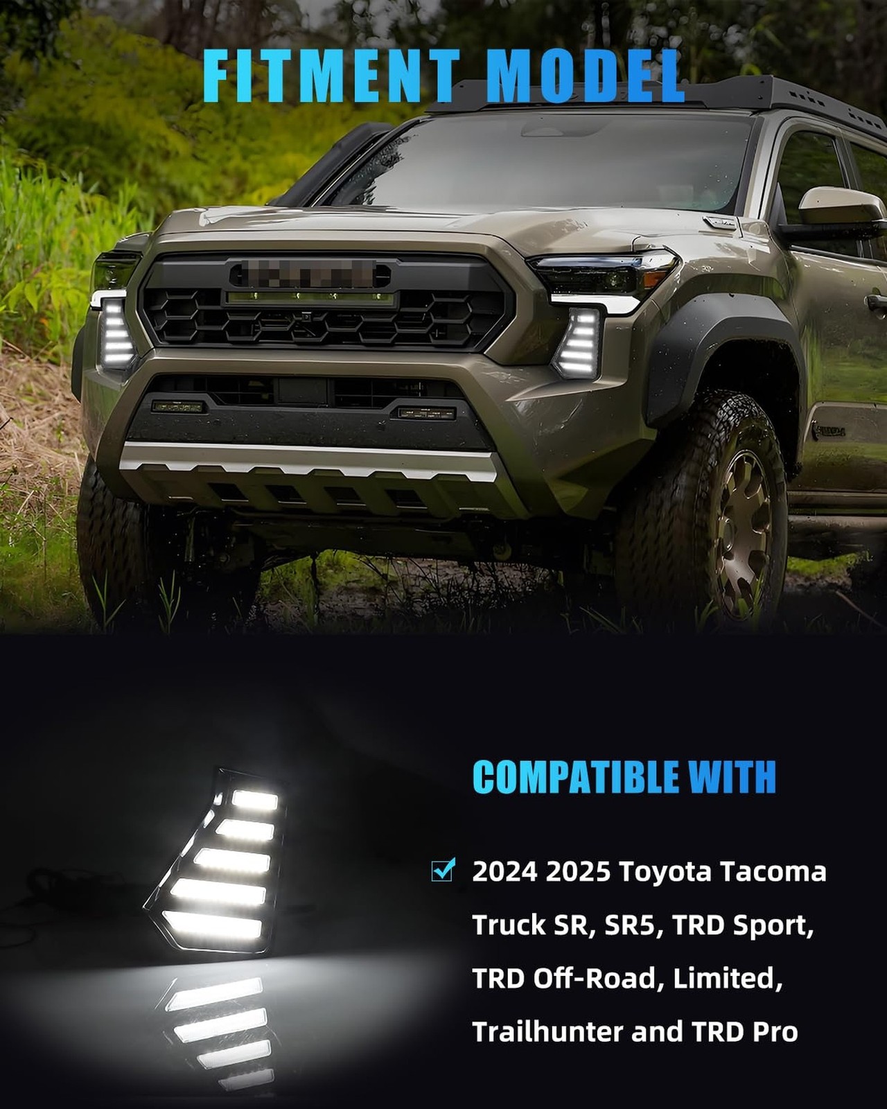Sequential Front LED Fog Lights Assemblies for 2024 2025 Toyo-ta Tacoma Truck…