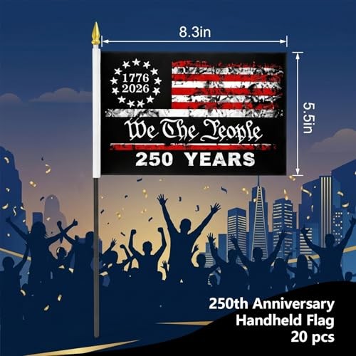 20 Pack American Flags for Outside Decorations – 250 Anniversary USA Flag – 5.51