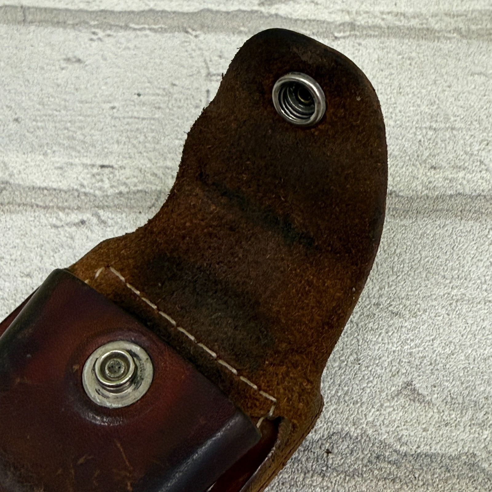 Vintage Zippo Brown Leather Belt Pouch Holder Case Snap Closure USA