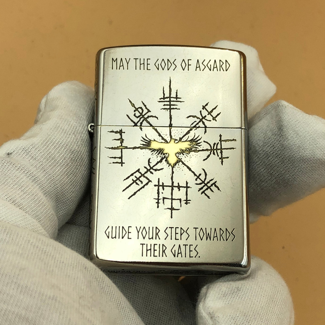 Nordic Tattoo Zippo 5 sided Valhalla Engraved Gift For Men