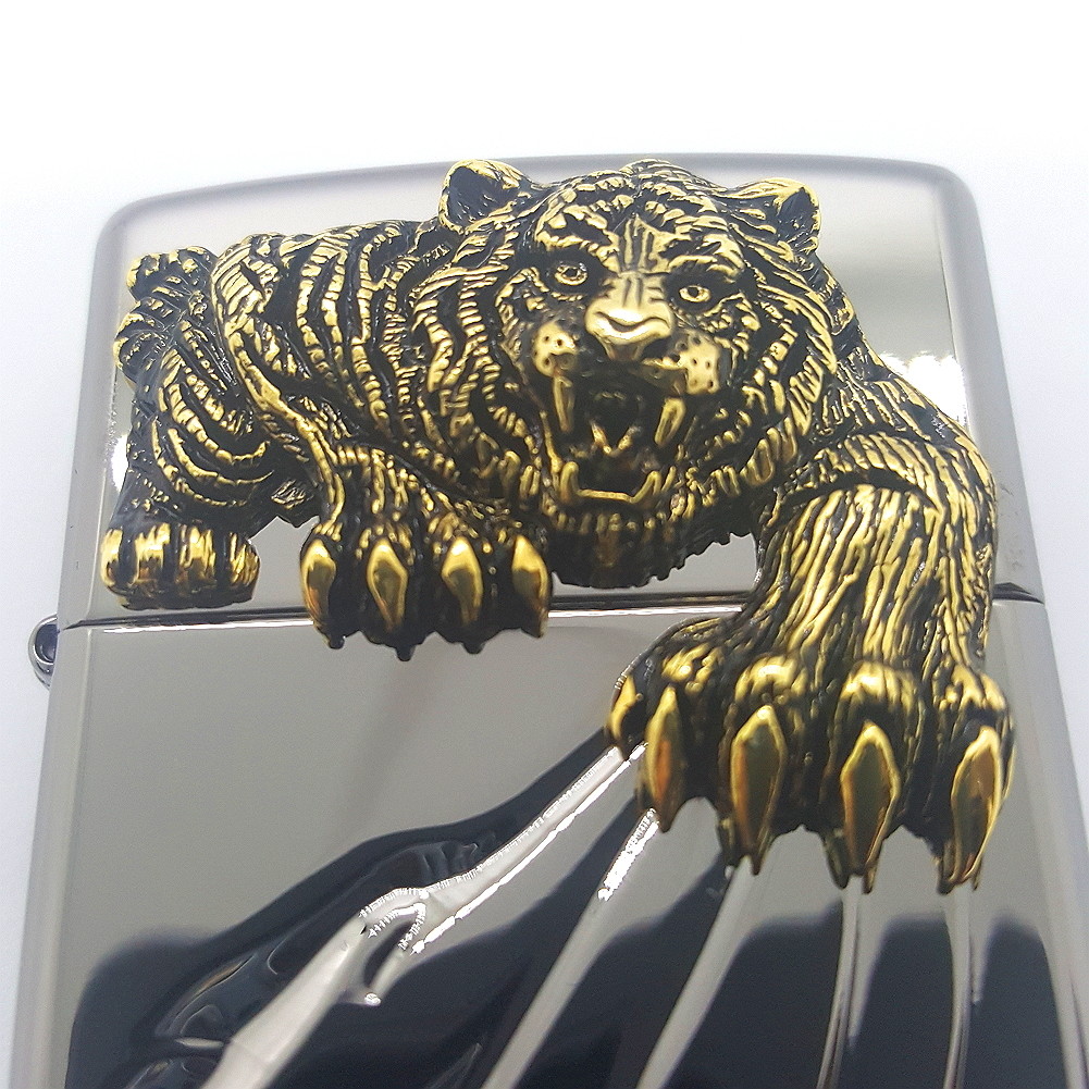 Zippo Tiger Claw BK Lighter Genuine Authentic Org Packing 6 Flints set Free GIFT