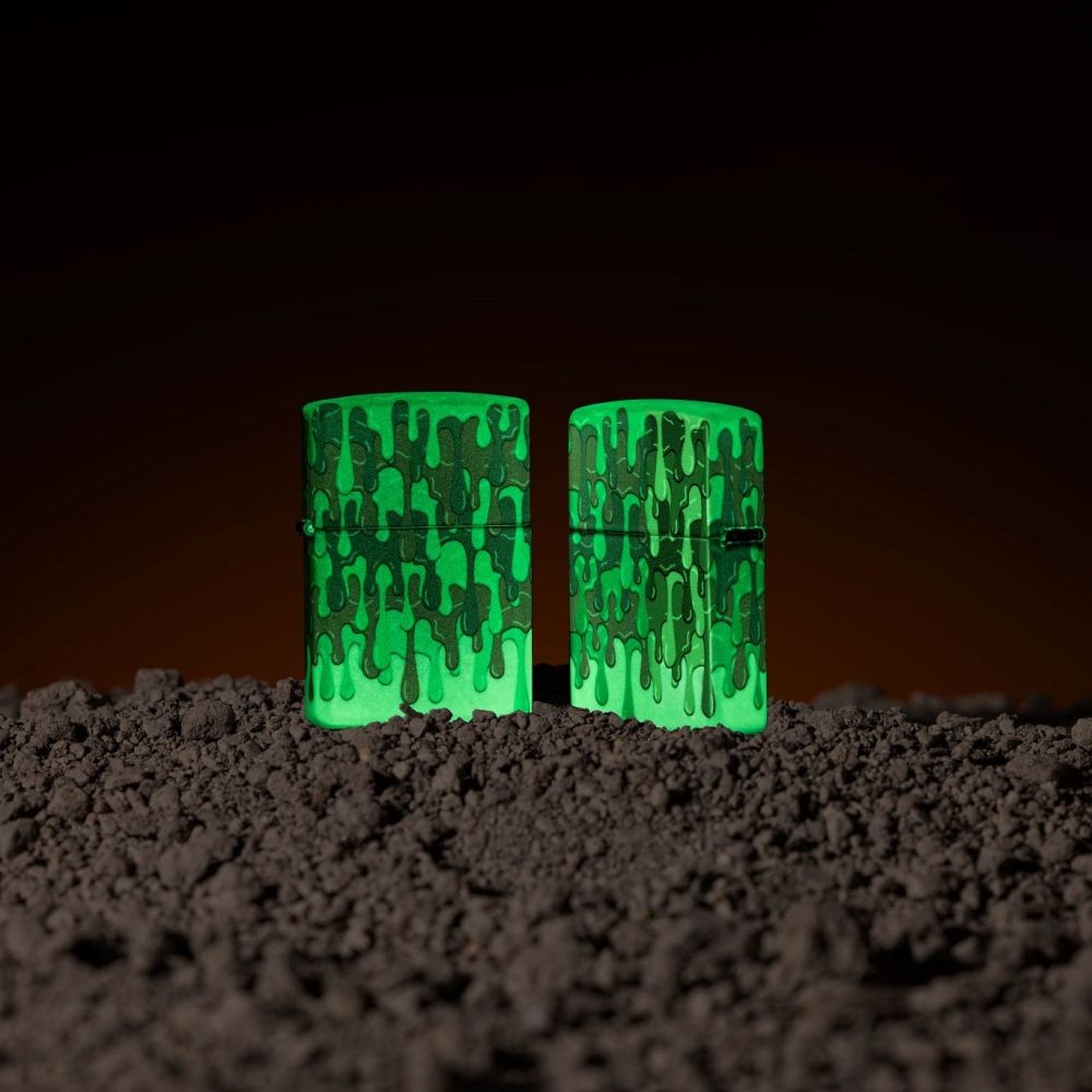 Zippo Glowing Slime Design Glow in the Dark Windproof Pocket Lighter, 49193-1…