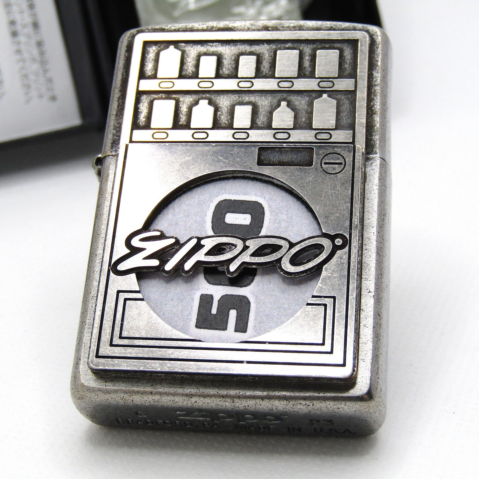 Gimmick Coin Holder Antique Silver Zippo Oil Lighter Regular Japan 2023 MIB