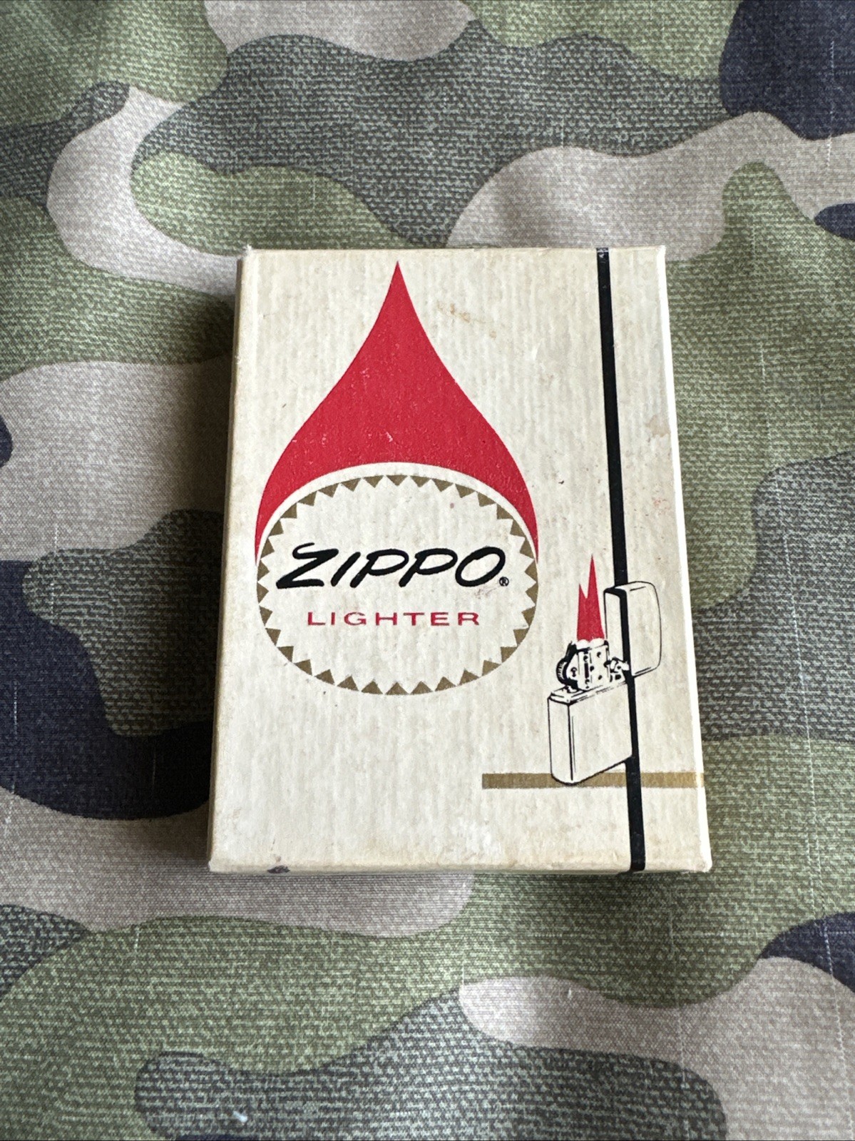 1960s Vintage Zippo Lighter Box – Brush Finish – BOX ONLY – Lot #92