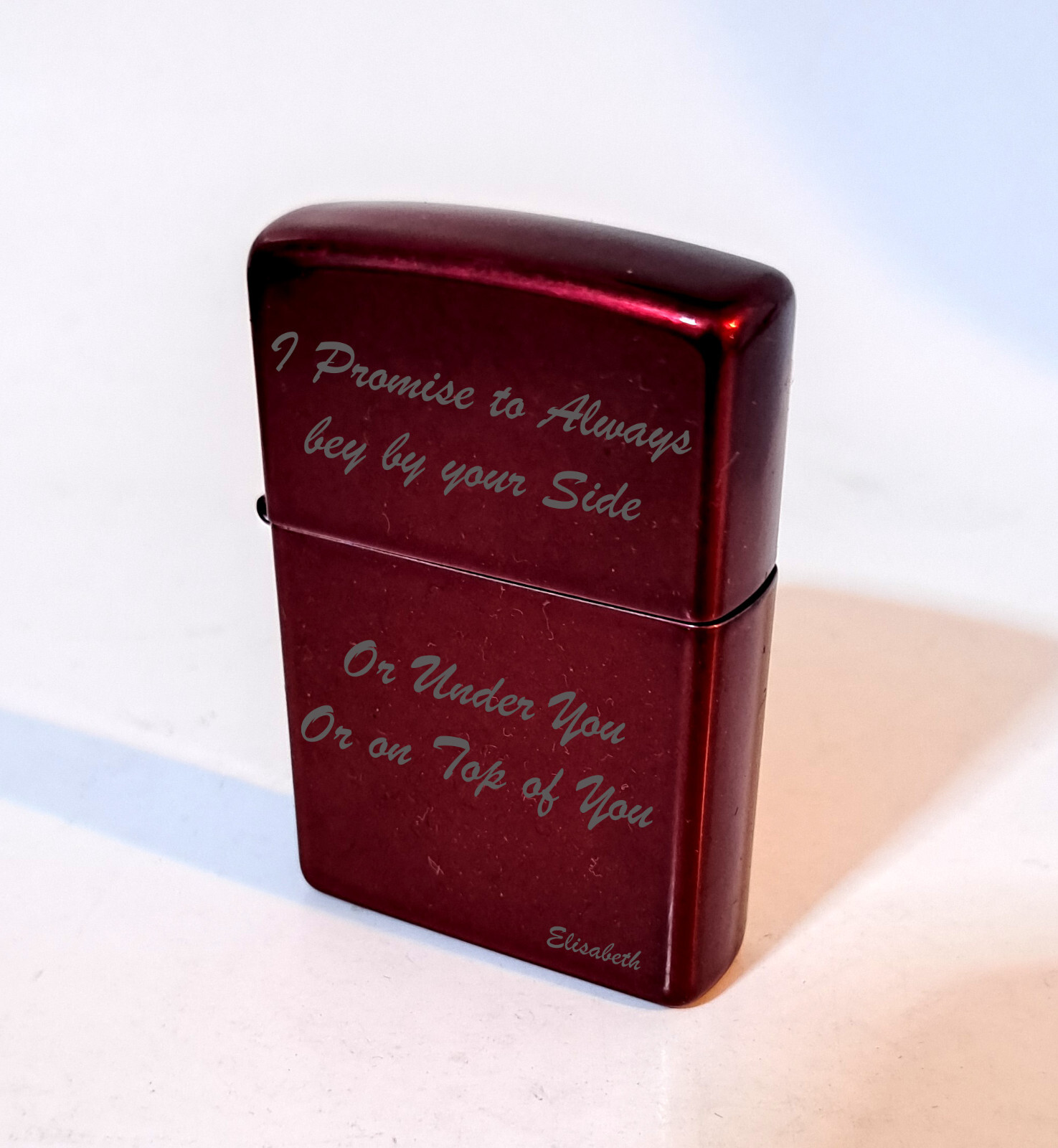 Custom Engraved Candy Apple Red Zippo Lighter / Personalized with your Text