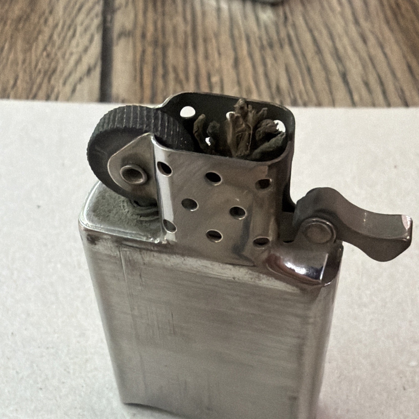 Vintage Zippo Slim Chrome Plain Pocket Lighter USA Windproof.