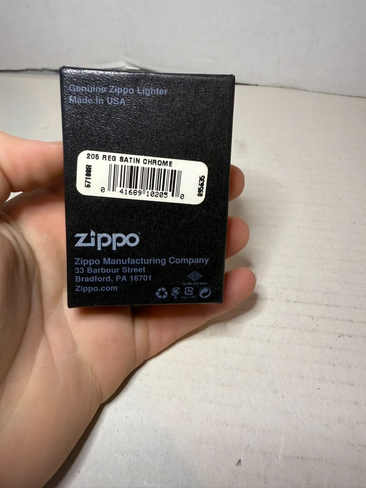 Genuine Zippo 205 REG Classic Satin Chrome Metal Windproof Refillable Lighter