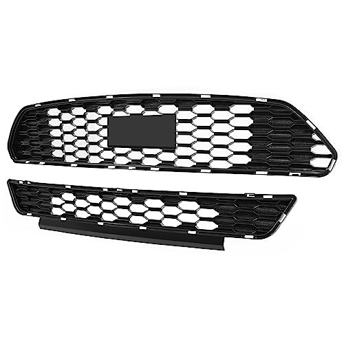 Front Upper+Lower Bumper Grille Compatible with 2015 Front Upper+Lower Grille