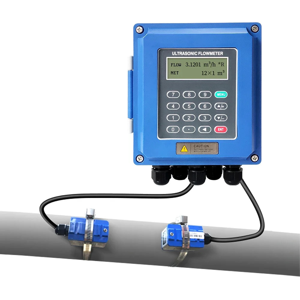 TUF-2000 Small Portable Clamp On Flow Meter LCD Display 4-20mA Ultrasonic Flow M