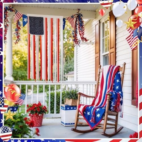 4th of July USA Flag Decoration 4 x 2.3 ft Patriotic Rag Flag Banner Red