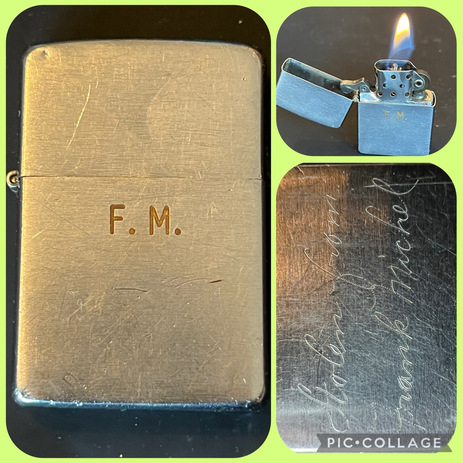 Vintage 1958 Zippo Brushed Chrome Lighter – Pat 2517191 Matching Insert